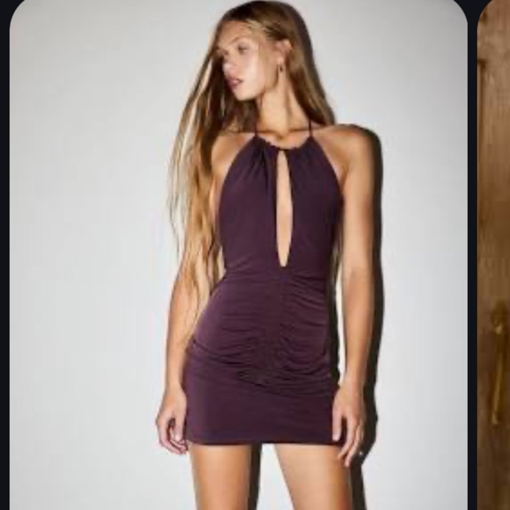 Elegant Purple Halter Dress